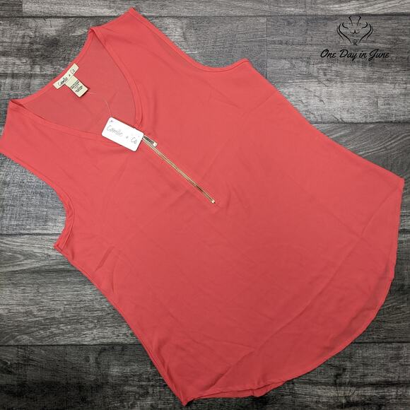 Camille & Co Sleeveless Zip Front Top Size M - Picture 1 of 5